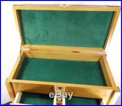 Nice Oak Veneer Storage Knife Jewelry Collectibles Box Case Cabinet