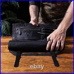 Nomad Knife Wrap Roll 12oz Waxed Canvas Top Grain Leather Knife Roll Bag- 1