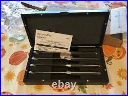 Pampered Chef 4 STEAK KNIFE SET 1581 With wood storage case magnetic latch