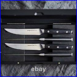 Pampered Chef STEAK KNIFE SET of 4 with Wood Storage Case SHIPS FREE TODAY