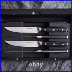 Pampered Chef STEAK KNIFE SET of 4 with Wood Storage Case SHIPS FREE TODAY