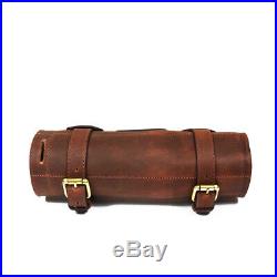 Personalized Handmade Roll Knife Genuine Leather Bag Chef Case Storage Handles