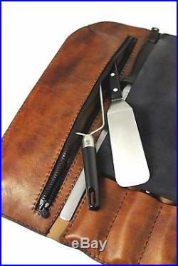 Personalized Leather Chef Knife Roll Bag Storage Case Culinary Knives Tools