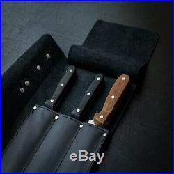 Personalized Roll Knife Bag Genuine Leather Chef Case Storage Handles Handmade