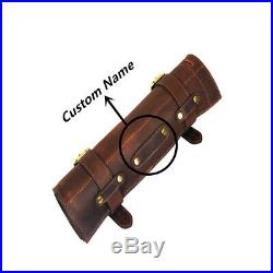 Personalized Roll Knife Genuine Leather Bag Chef Case Storage Handles