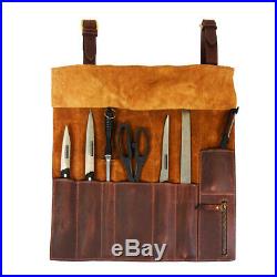 Personalized Roll Knife Leather Storage Bag Chef Case Handles