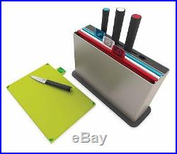 Plastic Cutting Board Set with 4 Matching Knives and Storage Case