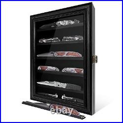 Pocket Knife Display Case, 6 Rows Knife Display Case with HD Toughened Glass, M