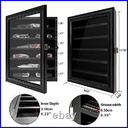 Pocket Knife Display Case, 6 Rows Knife Display Case with HD Toughened Glass, M