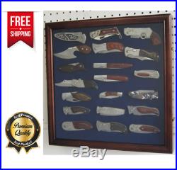 Pocket Knife Display Case Collection Storage Cabinet Glass Door Wall Mount Box