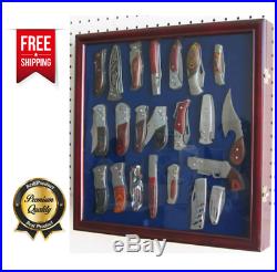 Pocket Knife Display Case Collection Storage Cabinet Glass Door Wall Mount Box