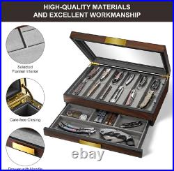 Pocket Knife Display Case, Two-Tire Knife Display Case with Drawer, Pocket Knife Pocket Knife Display Case, Two-Tire Knife Display Case with Drawer, Pocket Knife