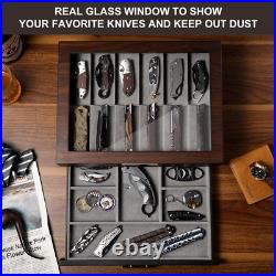 Pocket Knife Display Case, Two-Tire Knife Display Case with Drawer, Pocket Knife Pocket Knife Display Case, Two-Tire Knife Display Case with Drawer, Pocket Knife