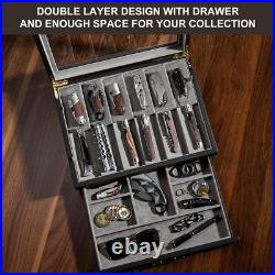 Pocket Knife Display Case, Two-Tire Knife Display Case with Drawer, Pocket Knife Pocket Knife Display Case, Two-Tire Knife Display Case with Drawer, Pocket Knife