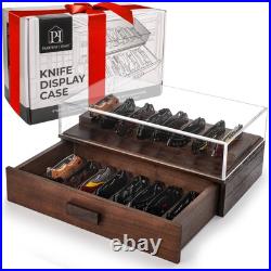 Pocket Knife Display Case for 16 Knives Wooden Knife Collection Case Clear Pocket Knife Display Case for 16 Knives Wooden Knife Collection Case Clear