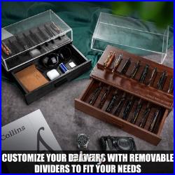 Pocket Knife Display Case for 16 Knives Wooden Knife Collection Case Clear Pocket Knife Display Case for 16 Knives Wooden Knife Collection Case Clear