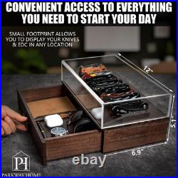Pocket Knife Display Case for 16 Knives Wooden Knife Collection Case Clear Pocket Knife Display Case for 16 Knives Wooden Knife Collection Case Clear