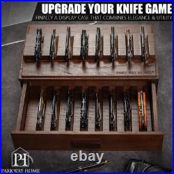 Pocket Knife Display Case for 16 Knives Wooden Knife Collection Case Clear Pocket Knife Display Case for 16 Knives Wooden Knife Collection Case Clear