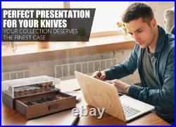Pocket Knife Display Case for 16 Knives Wooden Knife Collection Case Clear Pocket Knife Display Case for 16 Knives Wooden Knife Collection Case Clear