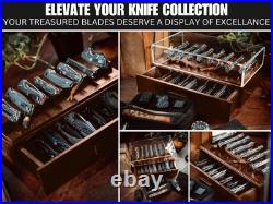 Pocket Knife Display Case for 16 Knives Wooden Knife Collection Case Clear Pocket Knife Display Case for 16 Knives Wooden Knife Collection Case Clear