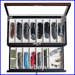 Pocket Knife Display Case for men collection holder 15-17 folding knife with