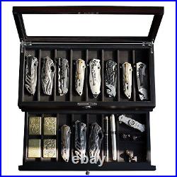 Pocket Knife Display Case for men collection holder 15-17 folding knife with