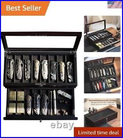 Pocket Knife Display Case for men collection holder 15-17 folding knife with