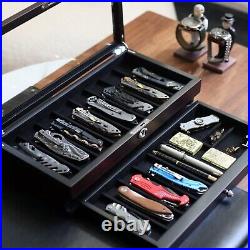 Pocket Knife Display Case for men collection holder 15-17 folding knife with