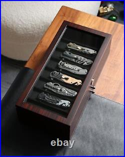 Pocket Knife Display Case for men collection holder 22-26 folding knife Ebony