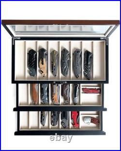 Pocket Knife Display Case for men collection holder 22-26 folding knife with Pocket Knife Display Case for men collection holder 22-26 folding knife with