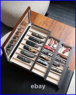 Pocket Knife Display Case for men collection holder 22-26 folding knife with Pocket Knife Display Case for men collection holder 22-26 folding knife with