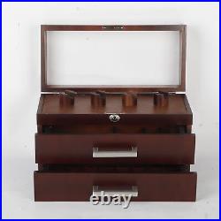 Pocket Knife Display Case with Drawer Solid Wood Cabinet Coins Knives Storage