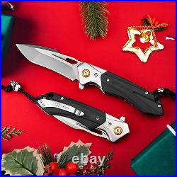 Pocket Knife, Folding Knife with D2 Steel and G10 Handle, Gifts for Men Cool EDC