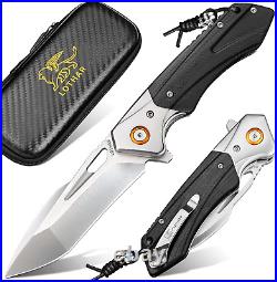 Pocket Knife, Folding Knife with D2 Steel and G10 Handle, Gifts for Men Cool EDC