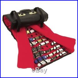 Pocket Knife Holder Folding Roll Up Storage Case Display With Handle Black Red