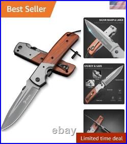 Pocket Knife for Men, 5'' Large Folding Knife, 11'' Survival Knife with Rosew