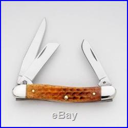 Pocket Worn Harvest Orange Stockman Pocket Knife 3 Blades Fold For Safe Storage