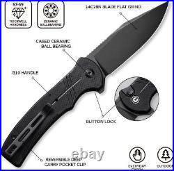 Pocket knife Durable 14C28N blade High quality G10 handle camping open air blac