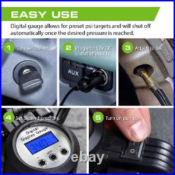 Portable Air Compressor Pump 12V & 39-Piece Home Hand Tool Kith wit Storage Case