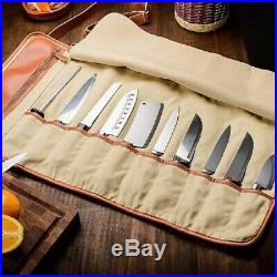 Portable chef knife kitchen tool carrying storage roll 10 hold leather Bag case