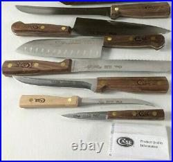 Pre-Owned Case Household Nine Piece Set Cutlery Knives including Walnut Block