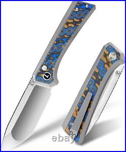 Premium 3.48 Folding Pocket Knife with Button Lock and Stylish Damascus Handle