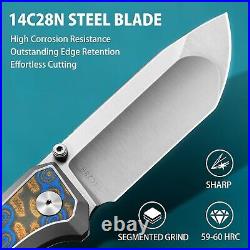 Premium 3.48 Folding Pocket Knife with Button Lock and Stylish Damascus Handle