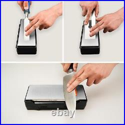 Premium Dual Grit Diamond Knife Sharpener MirrorFlat Design & Storage Case