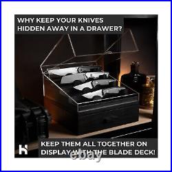 Premium Knife Display Case for Fixed Blades and Pocket Knives Large Draw