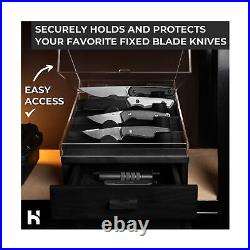 Premium Knife Display Case for Fixed Blades and Pocket Knives Large Draw