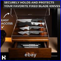 Premium Knife Display Case for Fixed Blades and Pocket Knives Large Drawer