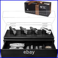 Premium Knife Display Case for up to 10 Knives Handcrafted Wooden Pocket Knife