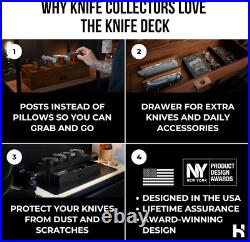 Premium Knife Display Case for up to 10 Knives Handcrafted Wooden Pocket Knife