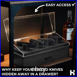 Premium Knife Display Case for up to 10 Knives Handcrafted Wooden Pocket Knife